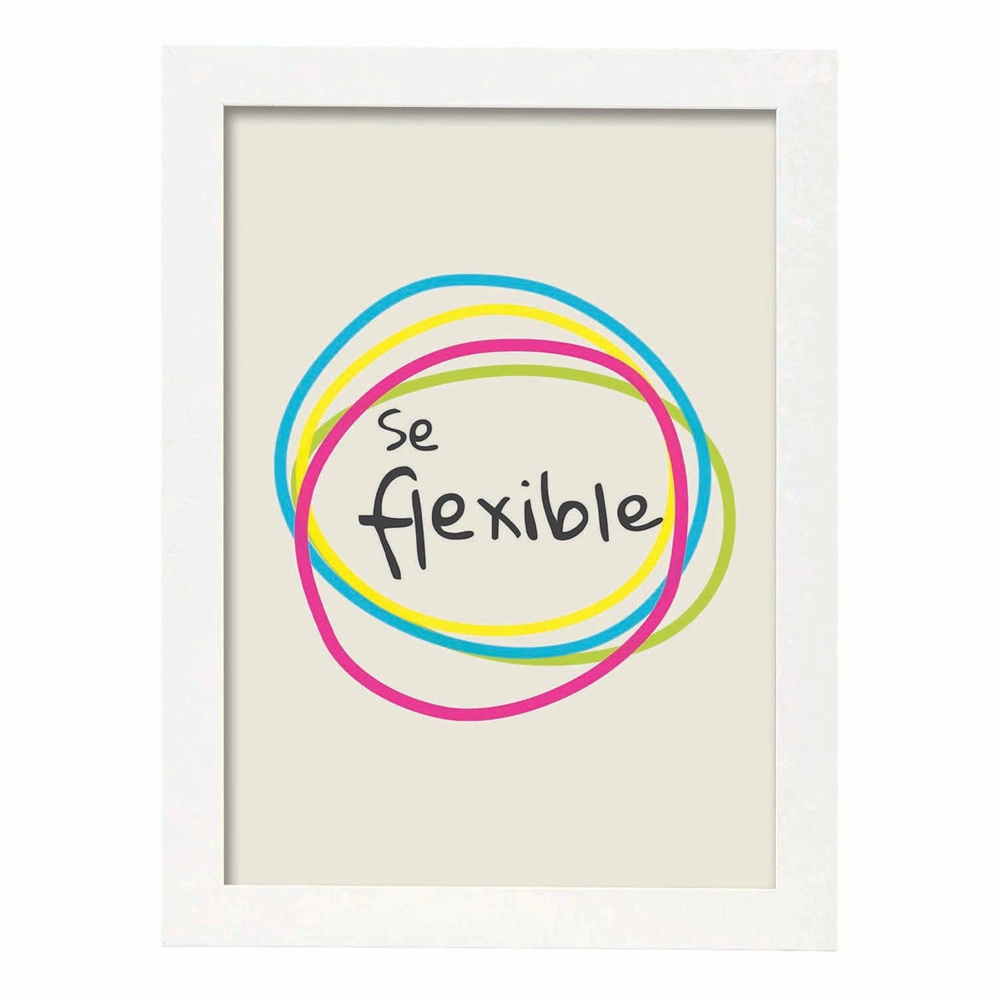 Poster con mensaje feliz. Lámina Se flexible 2.-Artwork-Nacnic-A3-Marco Blanco-Nacnic Estudio SL