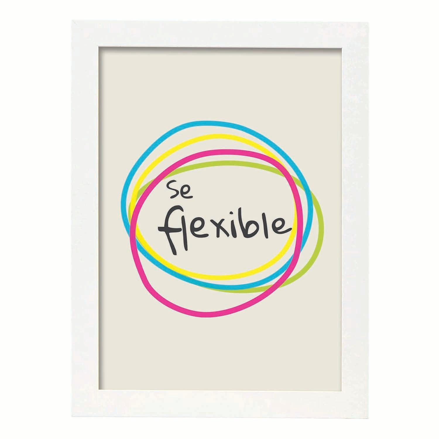 Poster con mensaje feliz. Lámina Se flexible 2.-Artwork-Nacnic-A4-Marco Blanco-Nacnic Estudio SL