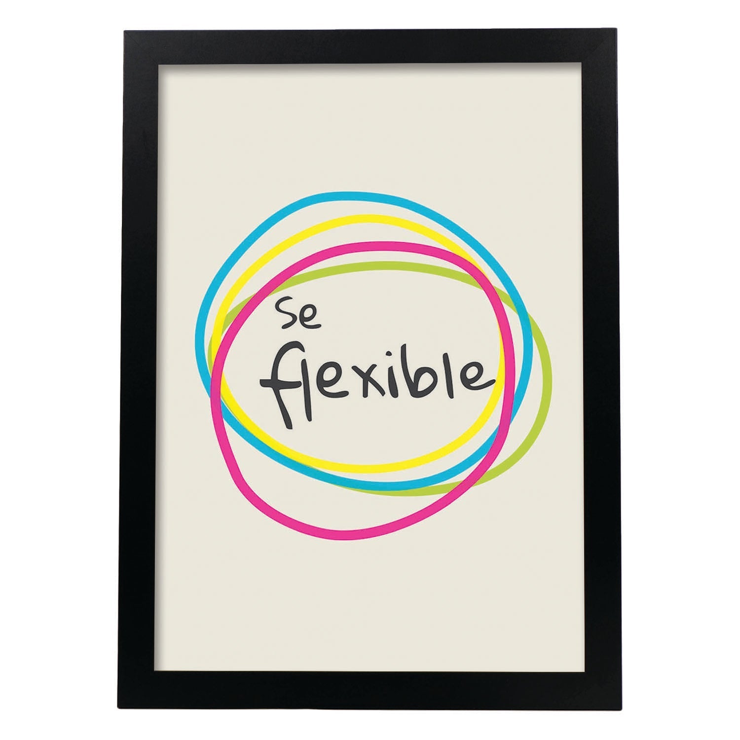 Poster con mensaje feliz. Lámina Se flexible 2.-Artwork-Nacnic-A4-Marco Negro-Nacnic Estudio SL