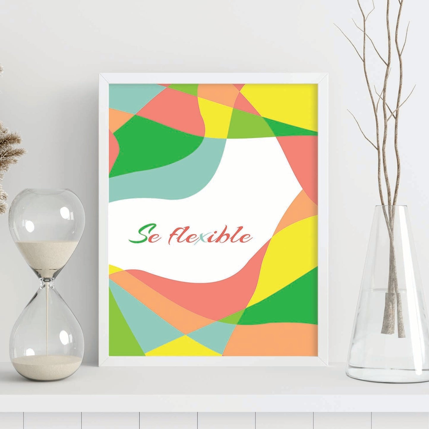 Poster con mensaje feliz. Lámina Sé flexible.-Artwork-Nacnic-Nacnic Estudio SL