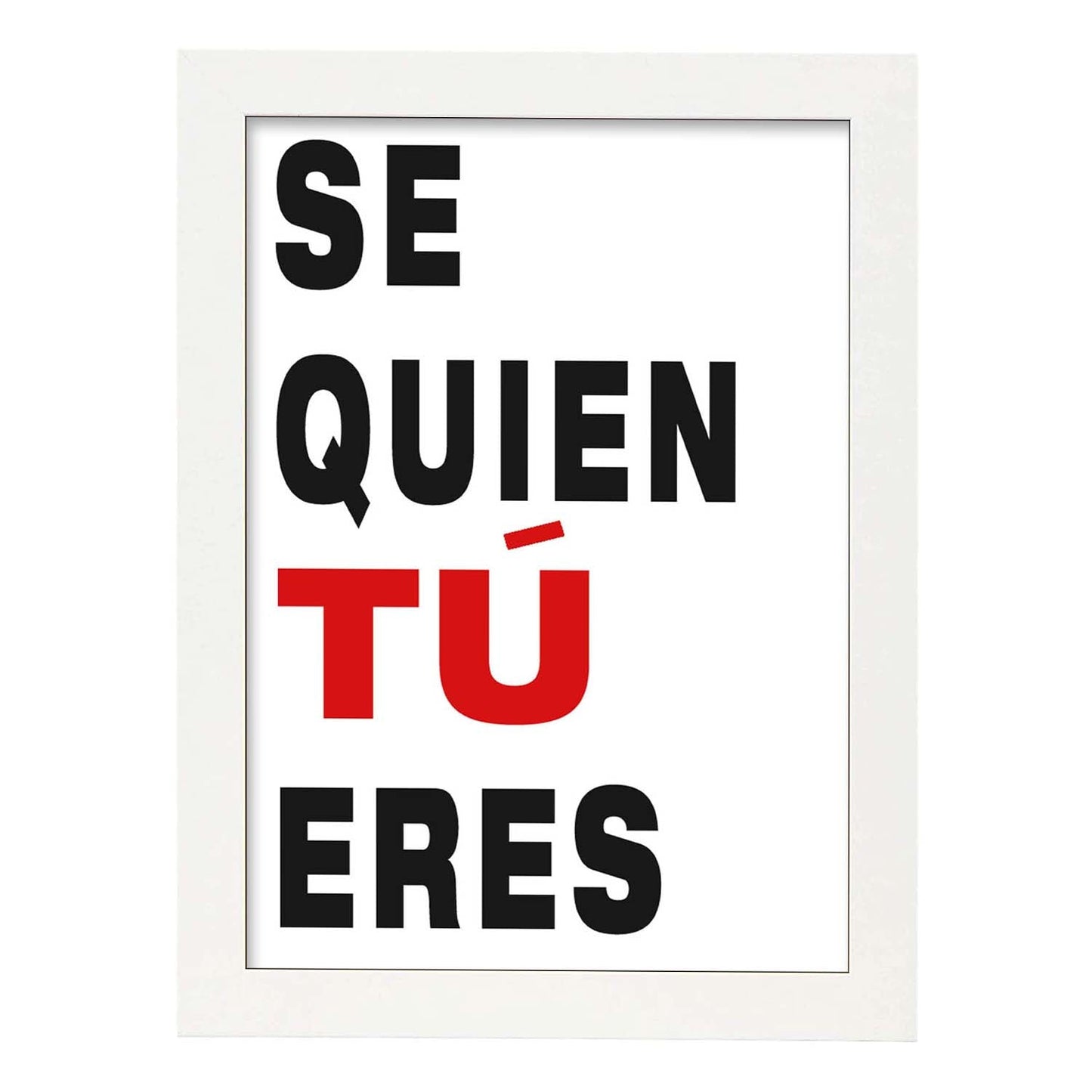 Poster con mensaje feliz. Lámina Sé quien tú eres.-Artwork-Nacnic-A3-Marco Blanco-Nacnic Estudio SL