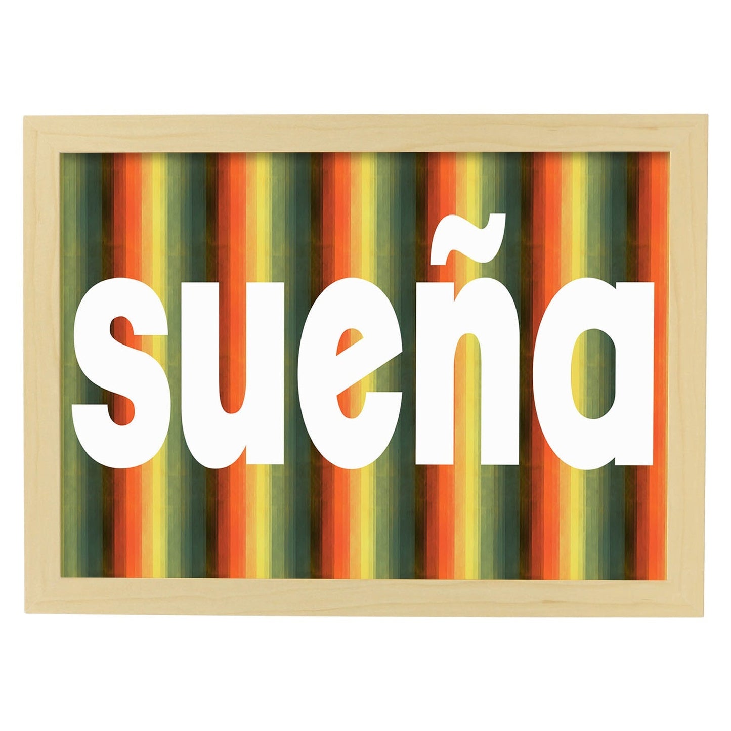 Poster con mensaje feliz. Lámina Sueña.-Artwork-Nacnic-A3-Marco Madera clara-Nacnic Estudio SL