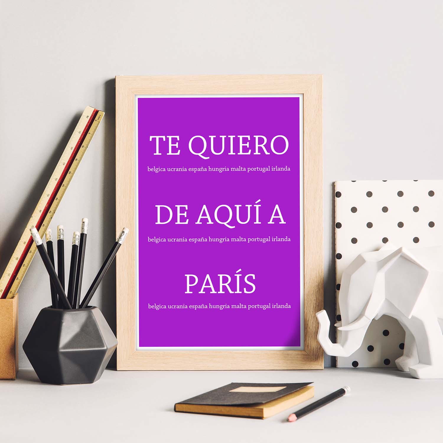 Poster con mensaje feliz. Lámina Te quiero de aquí a parís.-Artwork-Nacnic-Nacnic Estudio SL