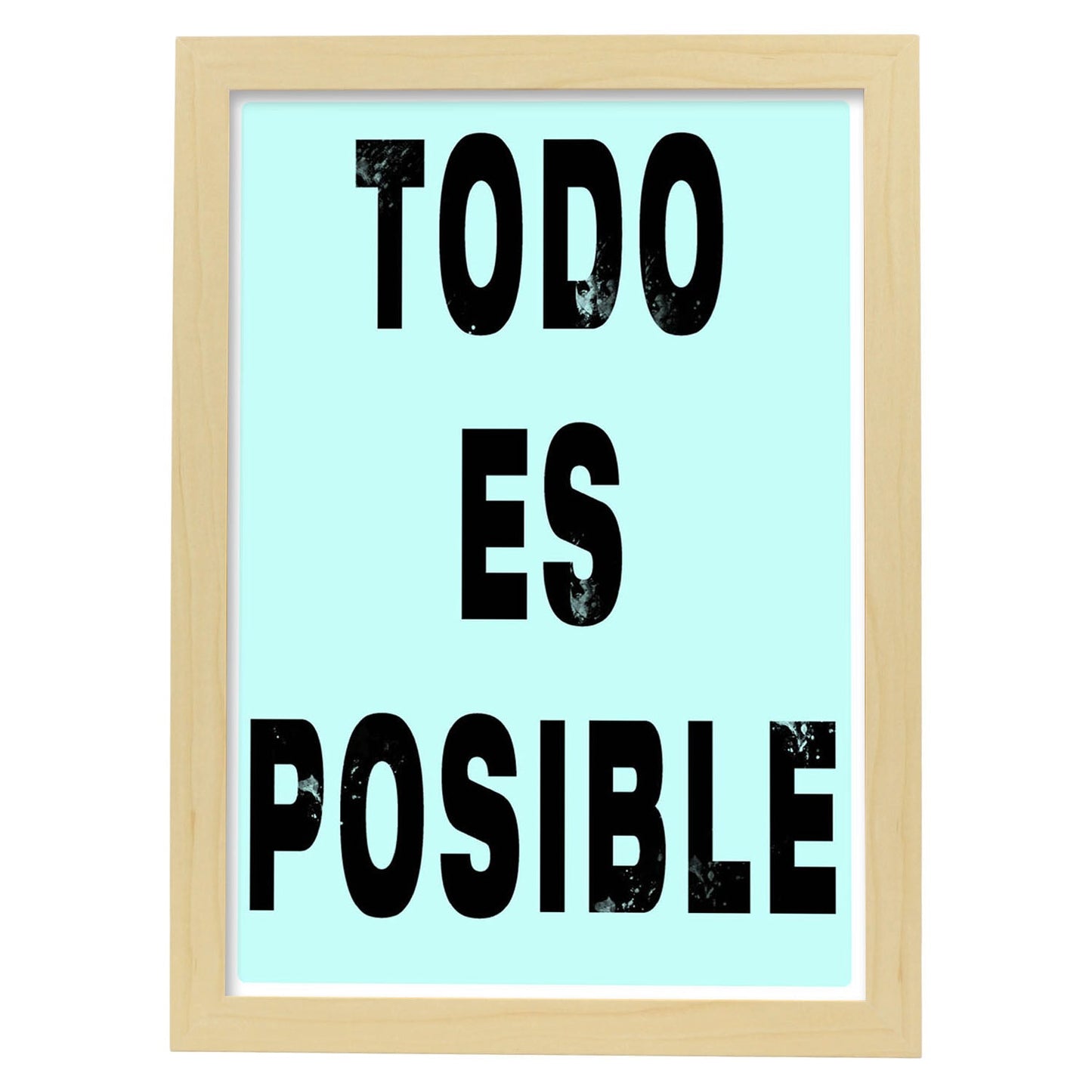 Poster con mensaje feliz. Lámina Todo es posible.-Artwork-Nacnic-A4-Marco Madera clara-Nacnic Estudio SL