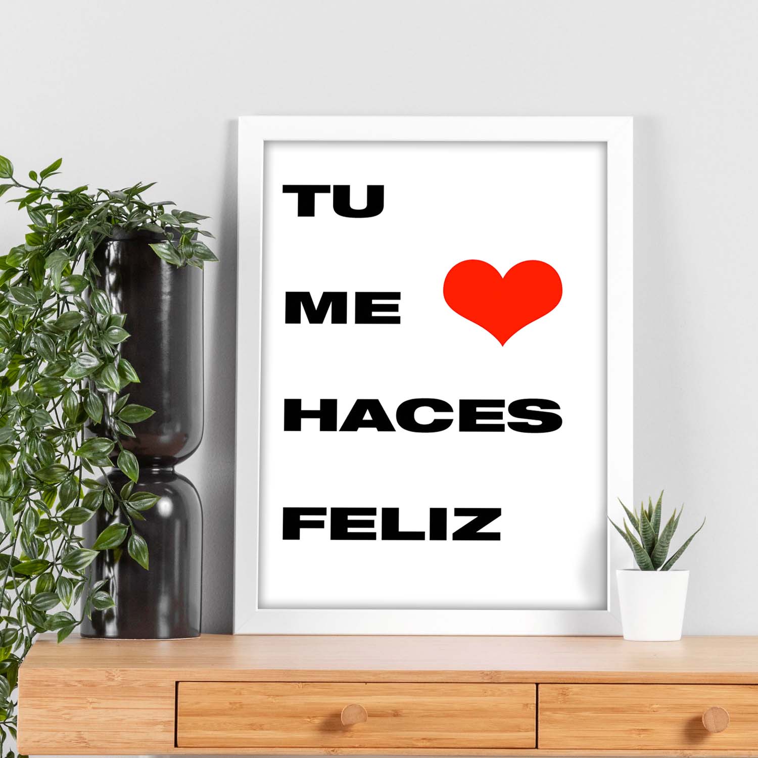 Poster con mensaje feliz. Lámina Tú me haces feliz.-Artwork-Nacnic-Nacnic Estudio SL