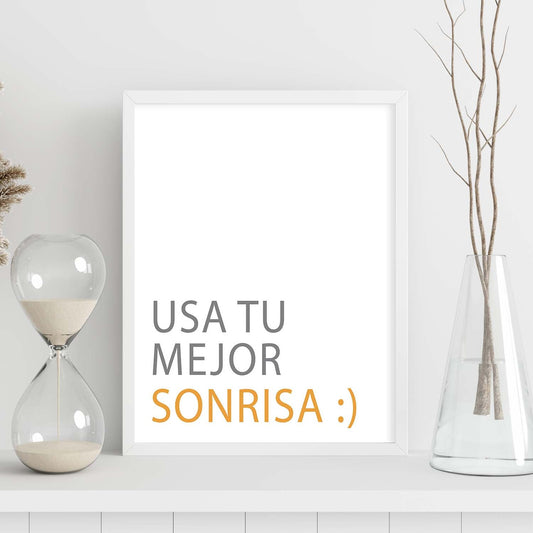 Poster con mensaje feliz. Lámina Usa tu mejor sonrisa.-Artwork-Nacnic-Nacnic Estudio SL