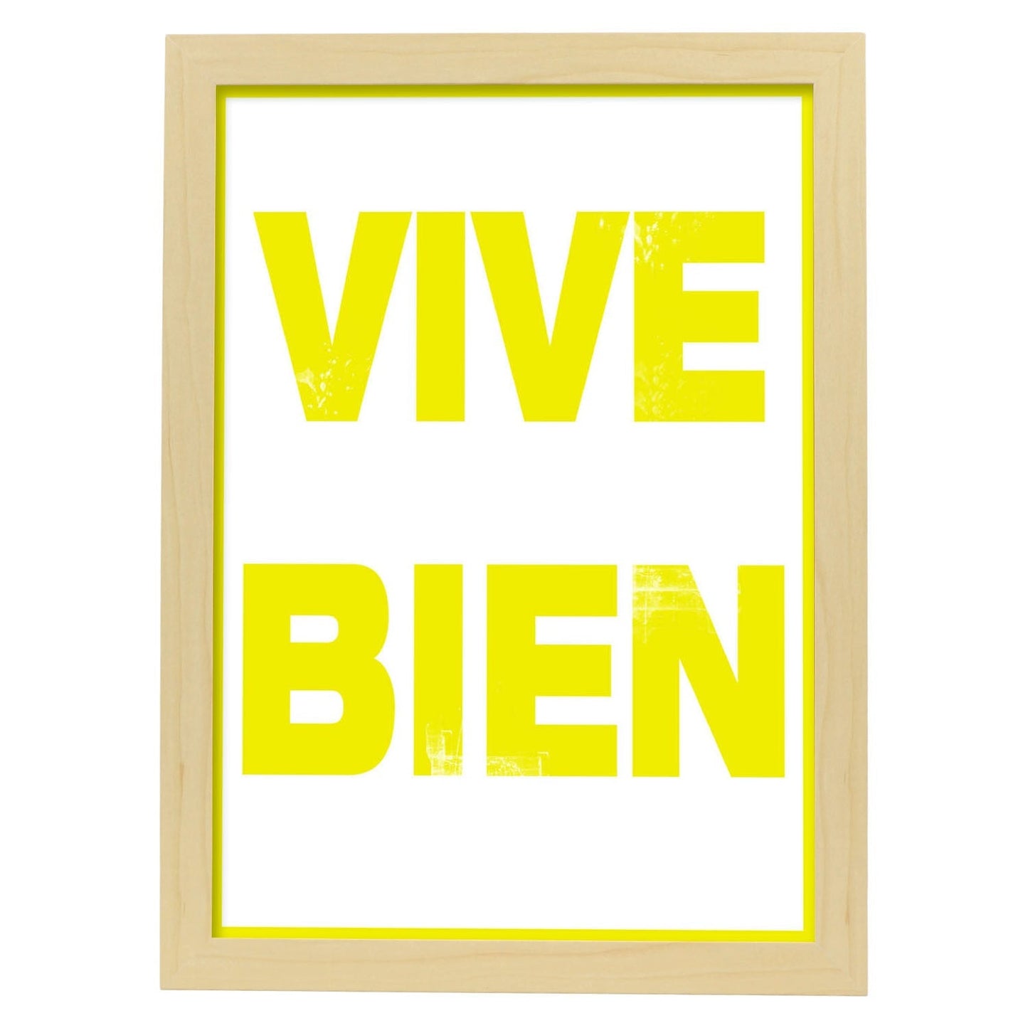 Poster con mensaje feliz. Lámina Vive bien.-Artwork-Nacnic-A3-Marco Madera clara-Nacnic Estudio SL