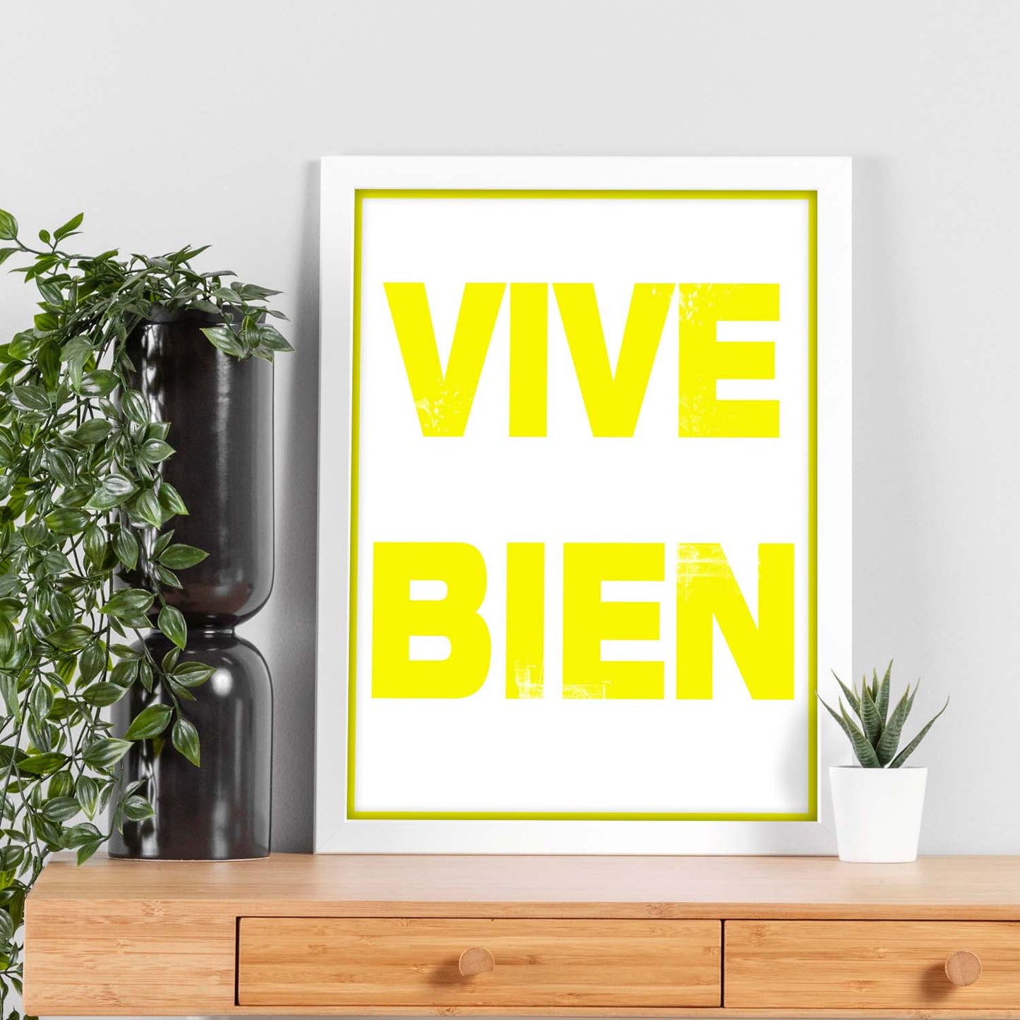 Poster con mensaje feliz. Lámina Vive bien.-Artwork-Nacnic-Nacnic Estudio SL
