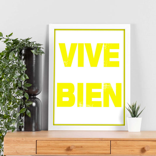 Poster con mensaje feliz. Lámina Vive bien.-Artwork-Nacnic-Nacnic Estudio SL