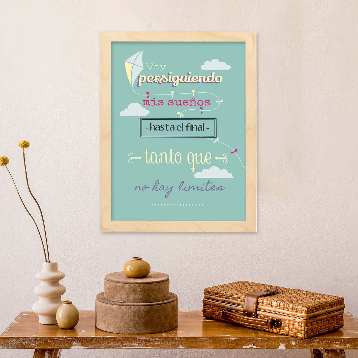 Poster con mensaje feliz. Lámina Voy persiguiendo mis sueños 2.-Artwork-Nacnic-Nacnic Estudio SL