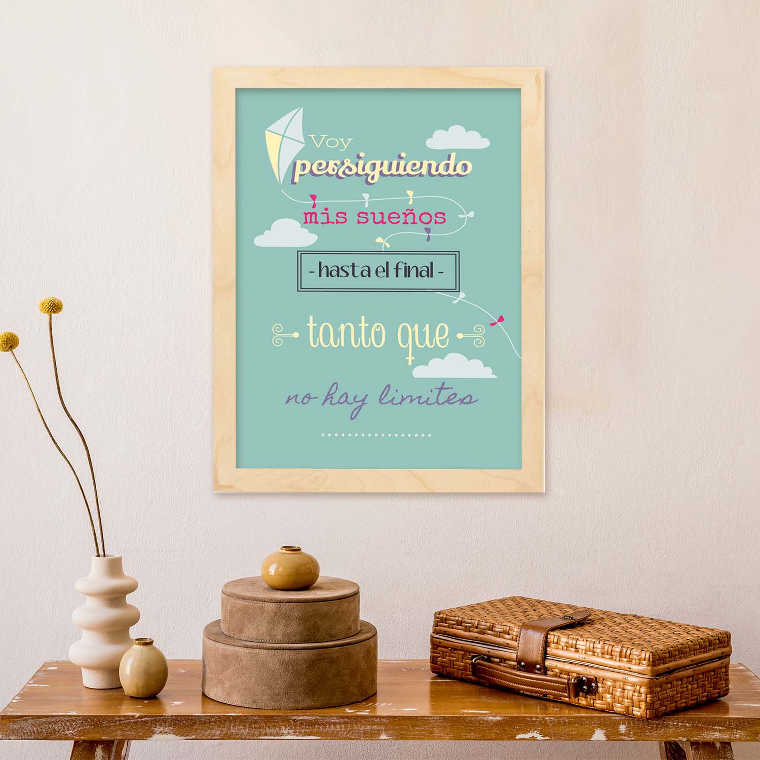 Poster con mensaje feliz. Lámina Voy persiguiendo mis sueños 2.-Artwork-Nacnic-Nacnic Estudio SL