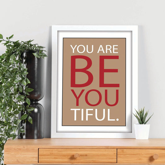 Poster con mensaje feliz. Lámina Yo are Be You tiful.-Artwork-Nacnic-Nacnic Estudio SL