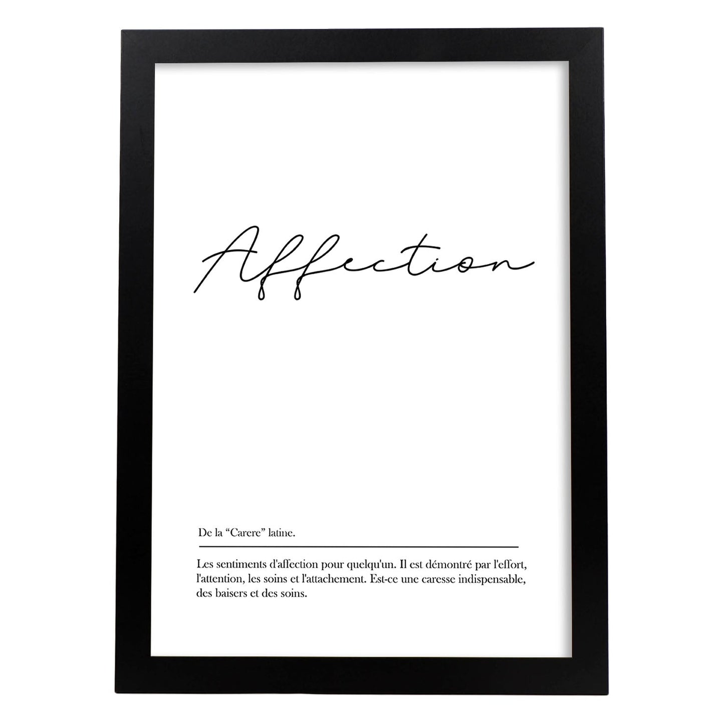 Poster con palabras en francés. Lámina Affection con definición y fondo blanco.-Artwork-Nacnic-A4-Marco Negro-Nacnic Estudio SL