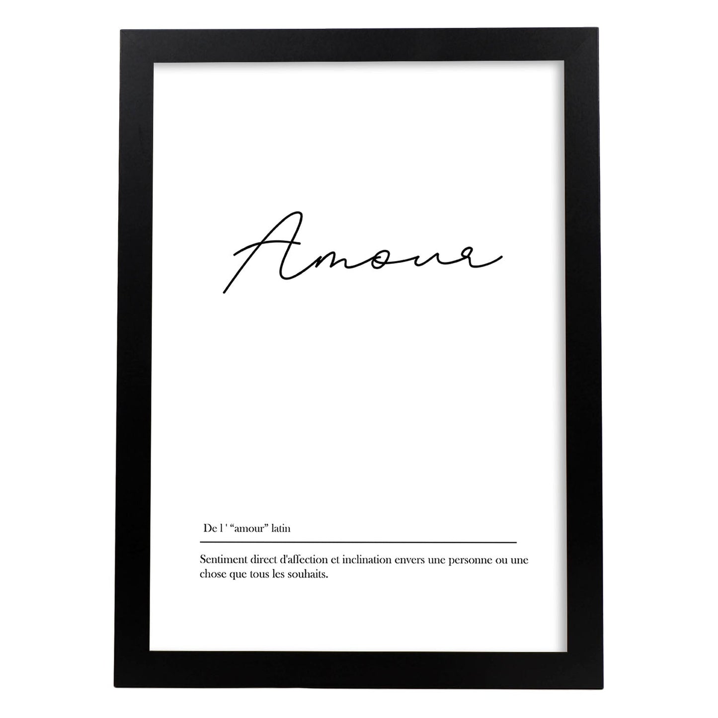 Poster con palabras en francés. Lámina Amour con definición y fondo blanco.-Artwork-Nacnic-A3-Marco Negro-Nacnic Estudio SL