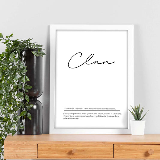 Poster con palabras en francés. Lámina Clan con definición y fondo blanco.-Artwork-Nacnic-Nacnic Estudio SL
