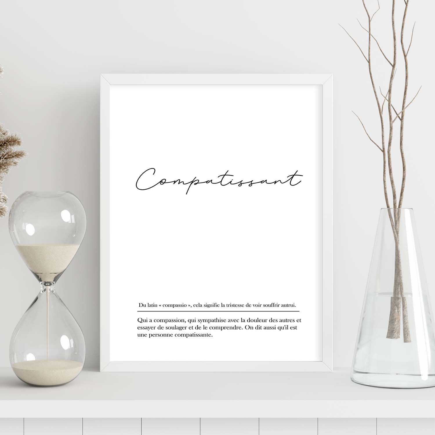 Poster con palabras en francés. Lámina Compartissant con definición y fondo blanco.-Artwork-Nacnic-Nacnic Estudio SL