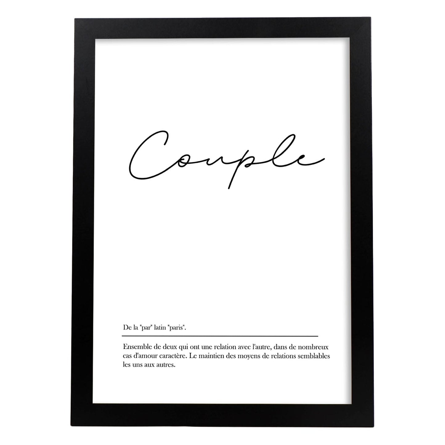 Poster con palabras en francés. Lámina Couple con definición y fondo blanco.-Artwork-Nacnic-A3-Marco Negro-Nacnic Estudio SL