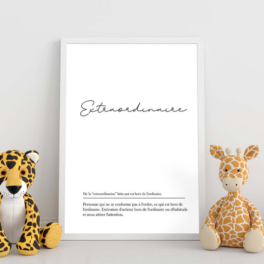 Poster con palabras en francés. Lámina Extraordinaire con definición y fondo blanco.-Artwork-Nacnic-Nacnic Estudio SL