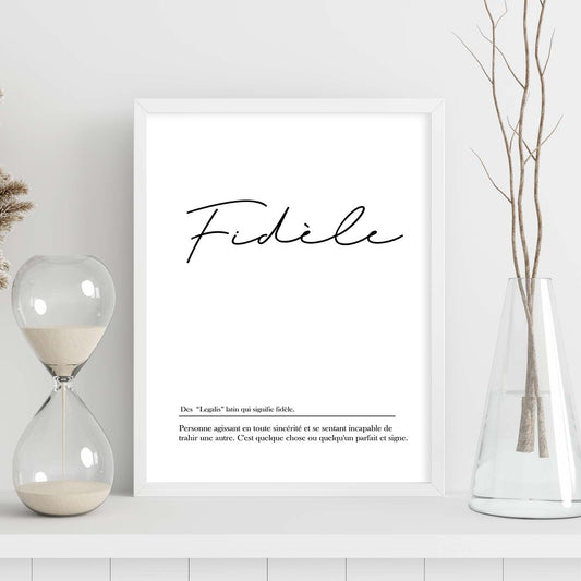 Poster con palabras en francés. Lámina Fidele con definición y fondo blanco.-Artwork-Nacnic-Nacnic Estudio SL