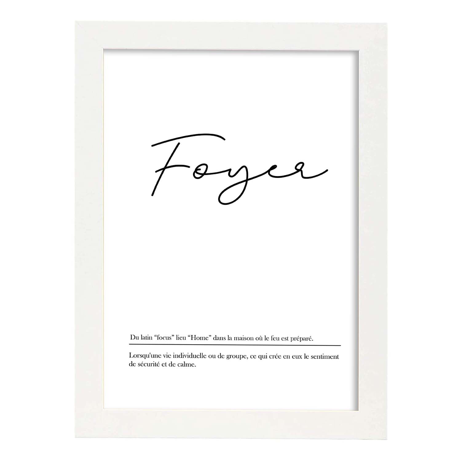 Poster con palabras en francés. Lámina Foyer con definición y fondo blanco.-Artwork-Nacnic-A3-Marco Blanco-Nacnic Estudio SL