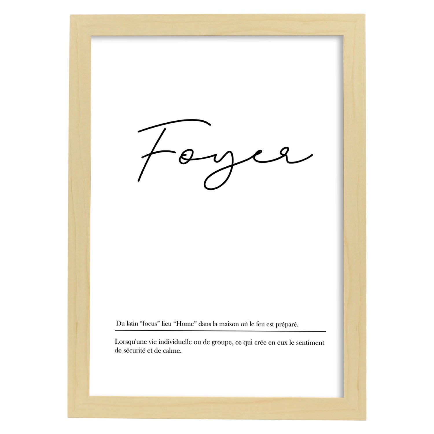 Poster con palabras en francés. Lámina Foyer con definición y fondo blanco.-Artwork-Nacnic-A3-Marco Madera clara-Nacnic Estudio SL