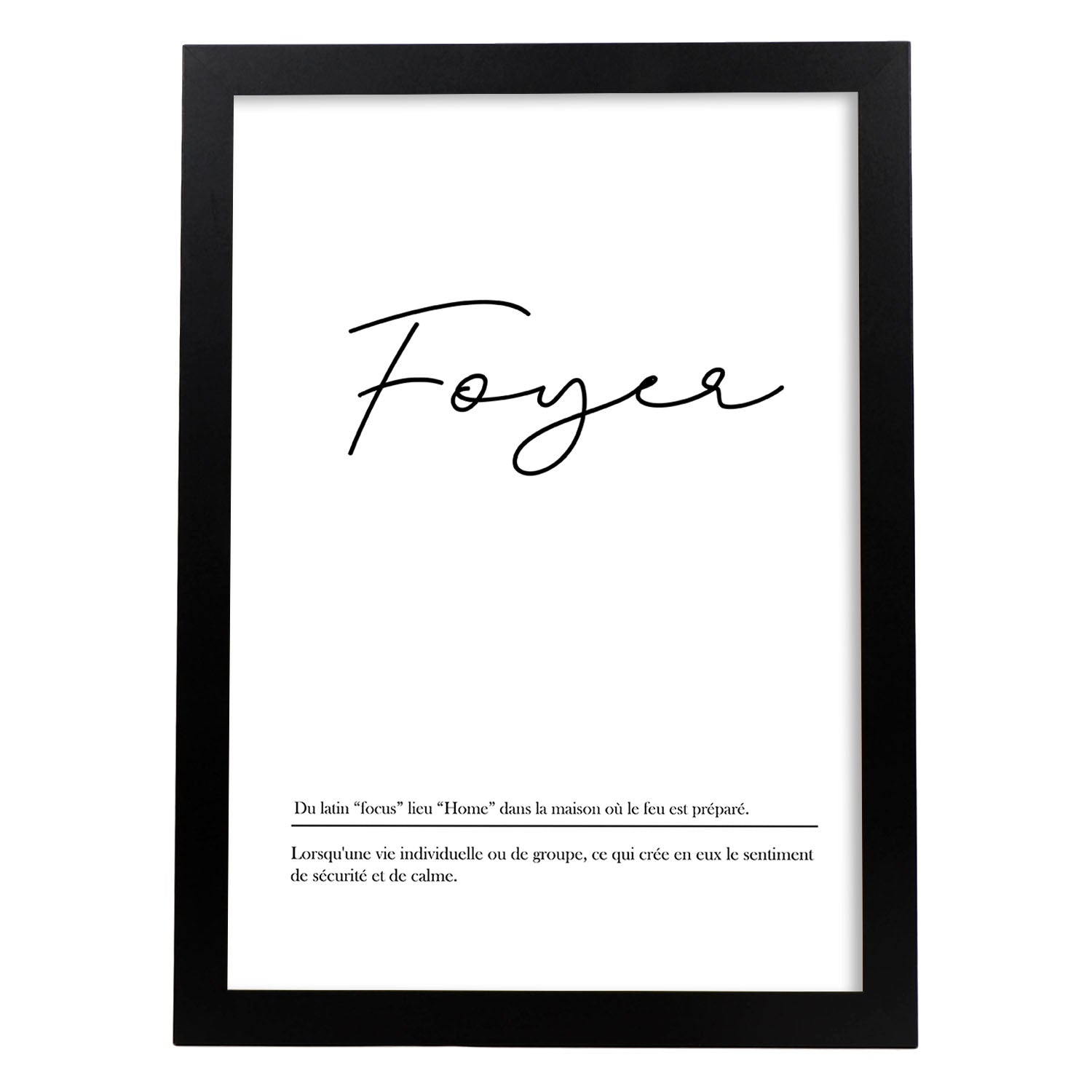 Poster con palabras en francés. Lámina Foyer con definición y fondo blanco.-Artwork-Nacnic-A4-Marco Negro-Nacnic Estudio SL