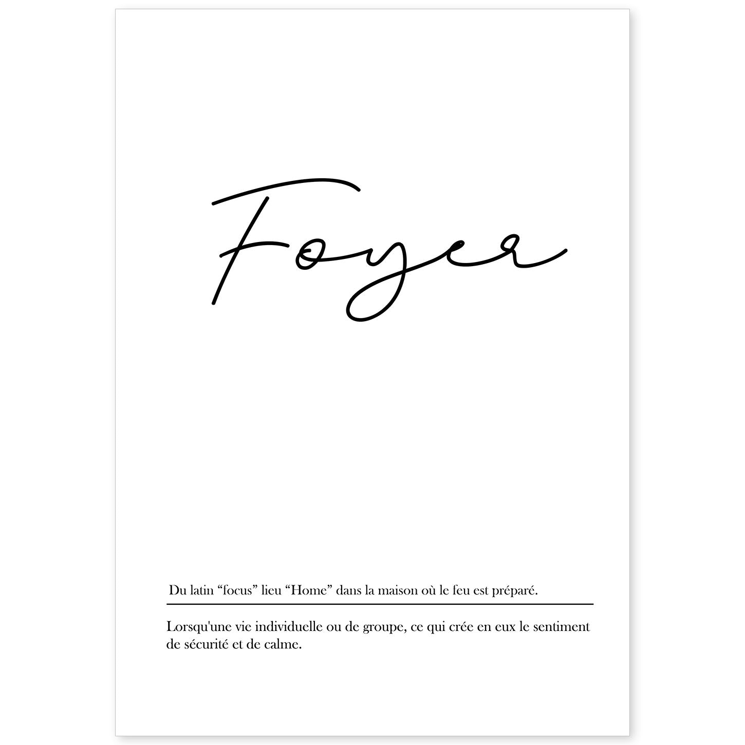 Poster con palabras en francés. Lámina Foyer con definición y fondo blanco.-Artwork-Nacnic-A4-Sin marco-Nacnic Estudio SL