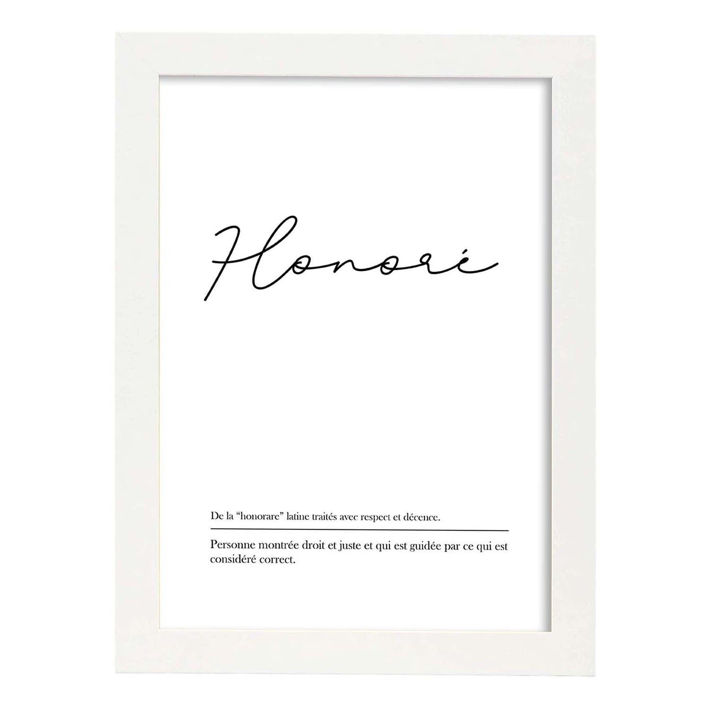 Poster con palabras en francés. Lámina Honore con definición y fondo blanco.-Artwork-Nacnic-A4-Marco Blanco-Nacnic Estudio SL