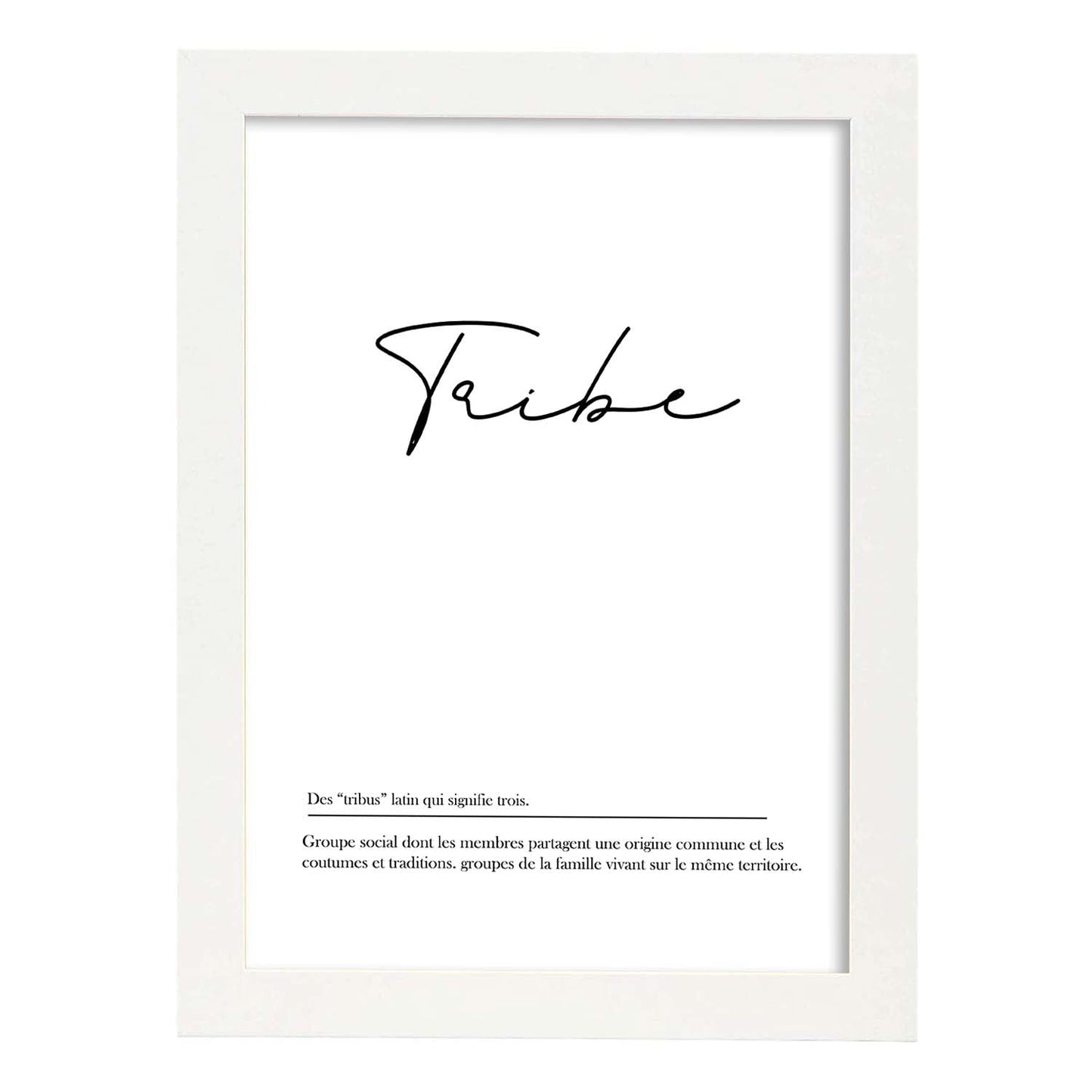 Poster con palabras en francés. Lámina Tribu con definición y fondo blanco.-Artwork-Nacnic-A3-Marco Blanco-Nacnic Estudio SL