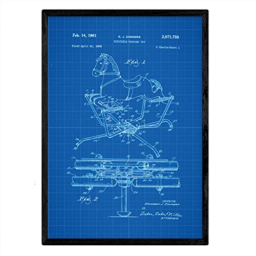Poster con patente de Balancin caballito. Lámina con diseño de patente antigua-Artwork-Nacnic-Nacnic Estudio SL