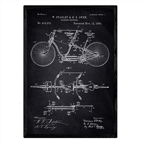 Poster con patente de Bicicleta tandem. Lámina con diseño de patente antigua-Artwork-Nacnic-Nacnic Estudio SL
