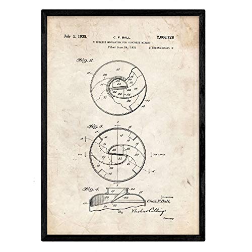 Poster con patente de Camión hormigonera 2. Lámina con diseño de patente antigua.-Artwork-Nacnic-Nacnic Estudio SL