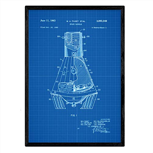Poster con patente de Capsula espacial. Lámina con diseño de patente antigua-Artwork-Nacnic-Nacnic Estudio SL