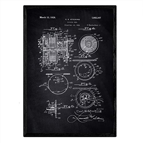 Poster con patente de Carrete de pescar. Lámina con diseño de patente antigua-Artwork-Nacnic-Nacnic Estudio SL