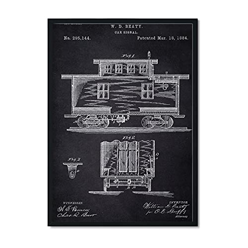 Poster con patente de Carro de tren. Lámina con diseño de patente antigua-Artwork-Nacnic-Nacnic Estudio SL