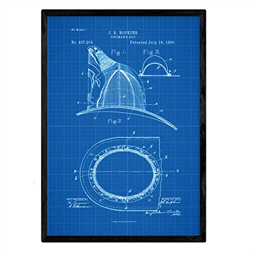 Poster con patente de Casco de bombero. Lámina con diseño de patente antigua-Artwork-Nacnic-Nacnic Estudio SL