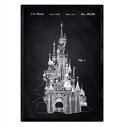 Poster con patente de Castillo Disney. Lámina con diseño de patente antigua-Artwork-Nacnic-Nacnic Estudio SL
