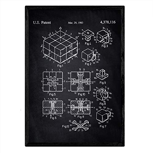 Poster con patente de Cubo de rubik. Lámina con diseño de patente antigua-Artwork-Nacnic-Nacnic Estudio SL