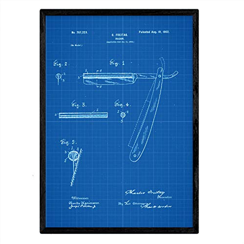 Poster con patente de Cuchilla de afeitar. Lámina con diseño de patente antigua-Artwork-Nacnic-Nacnic Estudio SL