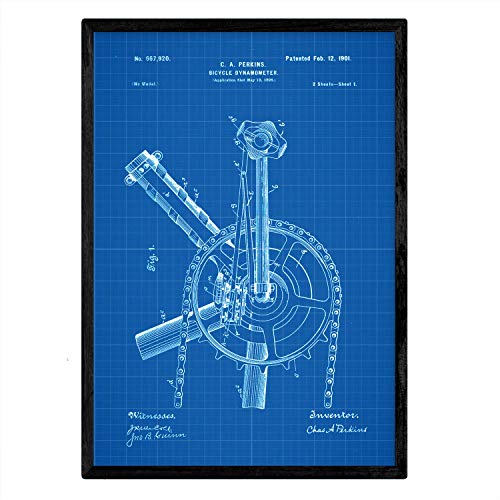 Poster con patente de Dinamo para bicicleta. Lámina con diseño de patente antigua-Artwork-Nacnic-Nacnic Estudio SL
