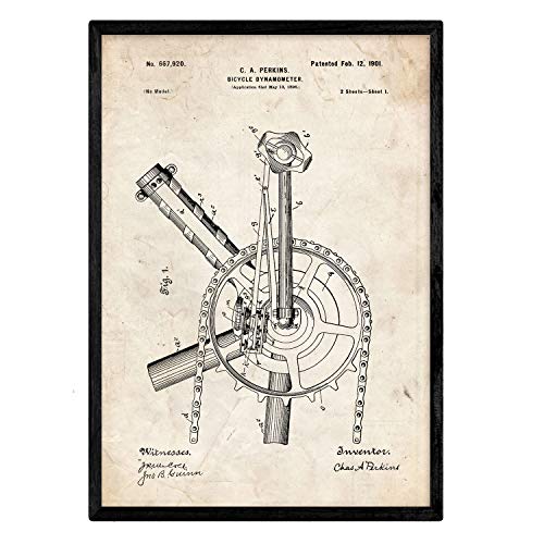 Poster con patente de Dinamo para bicicleta. Lámina con diseño de patente antigua.-Artwork-Nacnic-Nacnic Estudio SL