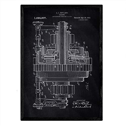 Poster con patente de Engranajes. Lámina con diseño de patente antigua-Artwork-Nacnic-Nacnic Estudio SL