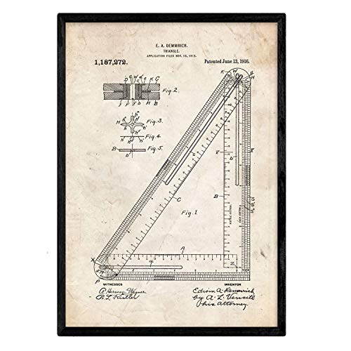 Poster con patente de Escuadra. Lámina con diseño de patente antigua.-Artwork-Nacnic-Nacnic Estudio SL