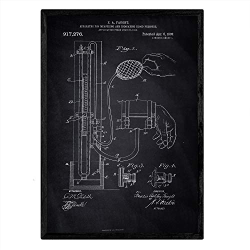 Poster con patente de Esfigmomanómetro. Lámina con diseño de patente antigua-Artwork-Nacnic-Nacnic Estudio SL