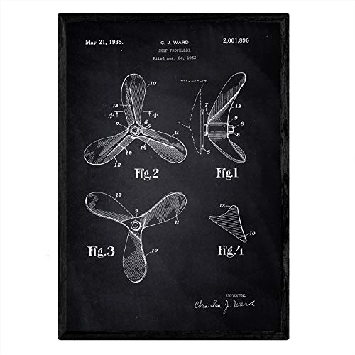 Poster con patente de Helice de barco. Lámina con diseño de patente antigua-Artwork-Nacnic-Nacnic Estudio SL