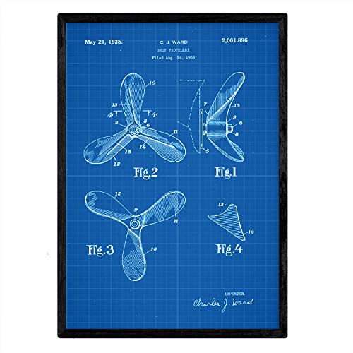 Poster con patente de Helice de barco. Lámina con diseño de patente antigua-Artwork-Nacnic-Nacnic Estudio SL