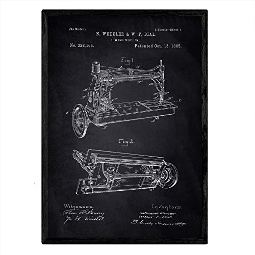 Poster con patente de Maquina de coser. Lámina con diseño de patente antigua-Artwork-Nacnic-Nacnic Estudio SL
