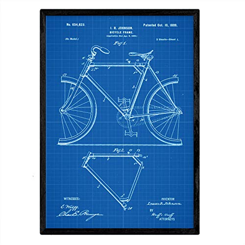 Poster con patente de Marco de bicicleta. Lámina con diseño de patente antigua-Artwork-Nacnic-Nacnic Estudio SL
