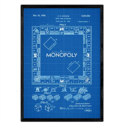 Poster con patente de Monopoly. Lámina con diseño de patente antigua-Artwork-Nacnic-Nacnic Estudio SL