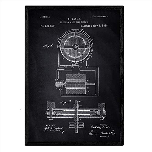 Poster con patente de Motor magnetico. Lámina con diseño de patente antigua-Artwork-Nacnic-Nacnic Estudio SL